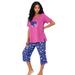 Plus Size Women's 2-Piece Capri PJ Set by Dreams & Co. in Ultra Blue Bubbles (Size 2X) Pajamas