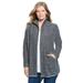Plus Size Women's Zip-Front Microfleece Jacket by Woman Within in Black Marled (Size L)