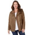 Plus Size Women's Faux Leather Moto Jacket by Catherines in Toffee (Size 0X)