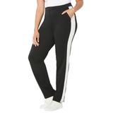 Plus Size Women's Glam French Terry Active Pant by Catherines in Black And White (Size 1X)
