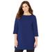 Plus Size Women's Suprema® Boatneck Tunic Top by Catherines in Navy Dot (Size 4X)