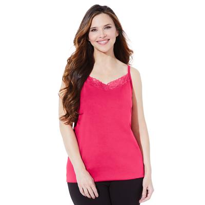 Plus Size Women's Suprema® Cami With Lace by Catherines in Pink Burst (Size 3XWP)