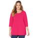 Plus Size Women's Suprema® Strappy Neckline Top by Catherines in Pink Burst (Size 4X)