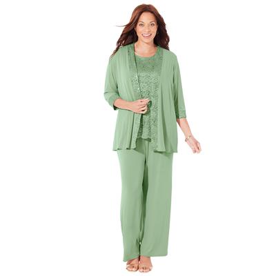 Plus Size Women's 3-Piece Lace Gala Pant Suit by Catherines in Sage (Size 24 WP)