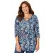 Plus Size Women's Seasonless Swing Tunic by Catherines in Navy Paisley (Size 0XWP)