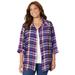 Plus Size Women's Buttonfront Plaid Tunic by Catherines in Dark Sapphire Plaid (Size 6X)