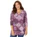 Plus Size Women's Seasonless Swing Tunic by Catherines in Berry Pink Medallion (Size 1X)