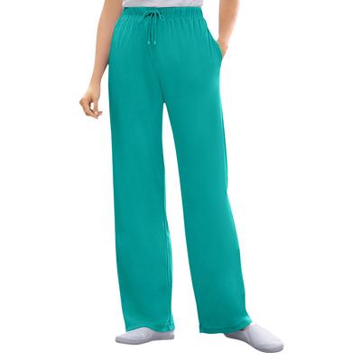 Plus Size Women's Sport Knit Straight Leg Pant by Woman Within in Waterfall (Size 2X)