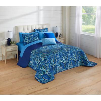 BH Studio Reversible Quilted Bedspread by BH Studio in Navy Paisley (Size KING)