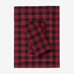 Cotton Flannel Print Sheet Set by BrylaneHome in Buffalo Plaid (Size TWIN)