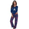 Plus Size Women's Cozy Pajama Set by Dreams & Co. in Evening Blue Plaid (Size 22/24) Pajamas