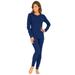 Plus Size Women's Thermal Crewneck Long-Sleeve Top by Comfort Choice in Evening Blue (Size L) Long Underwear Top