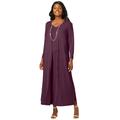 Plus Size Women's 2-Piece Stretch Knit Duster Set by The London Collection in Dark Berry (Size 22/24)