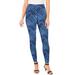 Plus Size Women's Ankle-Length Essential Stretch Legging by Roaman's in Blue Patchwork (Size M) Activewear Workout Yoga Pants