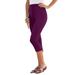 Plus Size Women's Essential Stretch Capri Legging by Roaman's in Dark Berry (Size 12)