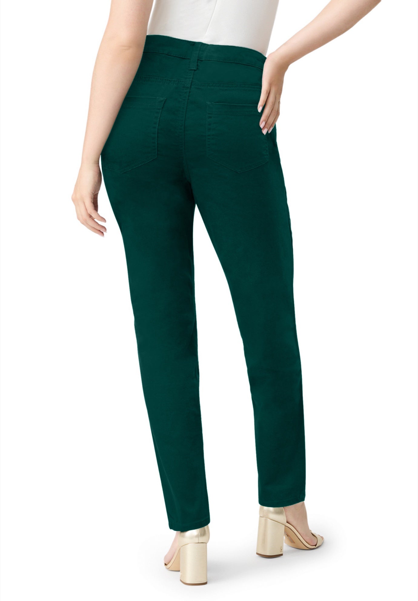 Plus Size Women's Plus Size Classic Stretch Straight Leg Jean by Denim 24/7 by Roamans in Emerald Green (Size 12 T)