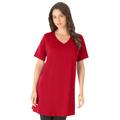 Plus Size Women's Short-Sleeve V-Neck Ultimate Tunic by Roaman's in Classic Red (Size 2X) Long T-Shirt Tee