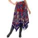 Plus Size Women's Handkerchief Hem Skirt by Roaman's in American Floral Scarf (Size 32 T)
