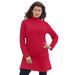 Plus Size Women's Mockneck Ultimate Tunic by Roaman's in Classic Red (Size 3X) 100% Cotton Mock Turtleneck