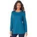 Plus Size Women's Long-Sleeve Crewneck Ultimate Tee by Roaman's in Peacock Teal (Size 3X) Shirt