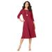 Plus Size Women's Ultrasmooth® Fabric Boatneck Swing Dress by Roaman's in Classic Red (Size 42/44)