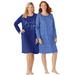 Plus Size Women's 2-Pack Long-Sleeve Sleepshirt by Dreams & Co. in Evening Blue Pajamas (Size 3X/4X) Nightgown