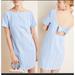 Anthropologie Dresses | Anthropologie Linen Blend Striped Mini Shift Dress Size 12 Back Bow Zip Lined Bl | Color: Blue/White | Size: 12