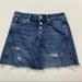 Free People Skirts | Free People We The Free Harvey Distressed Denim Mini Skirt Button Front Sz 27 | Color: Blue | Size: 27