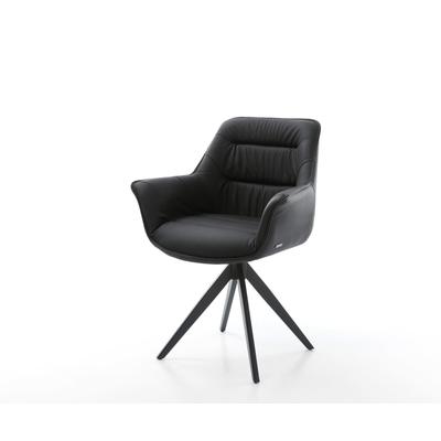 DELIFE Esszimmerstuhl Kaira-Flex Echt-Leder Schwarz Kreuzgestell kantig Schwarz, Esszimmerstühle Image