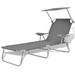 vidaXL Sun Lounger with Canopy Steel Gray