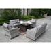 PE Ratten Patio Garden Sofa and Square Dining Sets with Fire Pit