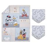 Disney Mickey & Friends 3 Piece Crib Bedding Set Polyester in Gray | Wayfair 6434740P