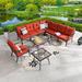 Red Barrel Studio® Jenalea 10 Piece Sectional Seating Group w/ Cushions Metal in Black | Outdoor Furniture | Wayfair