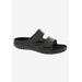 Wide Width Women's Cruize Footbed Sandal by Drew in Black Leather (Size 7 1/2 W)