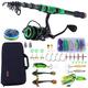 Sougayilang Fishing Rod and Reel Combos - Carbon Fiber Telescopic Fishing Pole - Spinning Reel 12 +1 BB with Carrying Case for Saltwater and Freshwater Fishing Gear Kit-G2.7+40