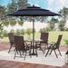 Lark Manor™ Argyri Mix & Match 5-piece Metal Pe Rattan Wicker Folding Outdoor Dining Set w/ Umbrella, Reclining Chairs Plastic/Metal in Blue | Wayfair