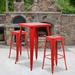 Williston Forge Andols 23.75" Square Metal Indoor-Outdoor Bar Table Set w/ 2 Square Seat Stools Metal in Red | 27.75 W in | Wayfair