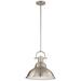 Longshore Tides 1-Light Indoor Brushed Nickel Downrod Pendant w/ Bell-Shaped Bowl Metal in Gray | 15.5 H x 15.75 W x 15.75 D in | Wayfair