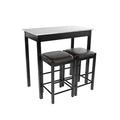 Red Barrel Studio® Remington High Top Counter Height Bar & Pub Table Set w/ 2 Chairs, Dark Espresso W/White Faux Marble Top in Brown | Wayfair
