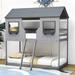 Harper Orchard Twin Over Twin Wood Bunk Bed, House Bunk Bed w/ Roof & Windows in Gray | 82 H x 41.7 W x 77 D in | Wayfair