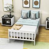 Red Barrel Studio® Twin Size Wood Platform Bed w/ Headboard Wood in White | 35 H x 41 W x 79 D in | Wayfair 1318FD9858E44AF1A0709A92AF443938