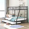 Isabelle & Max™ Twin Over Full Bunk Bed, Metal Bunk Bed w/ Trundle Metal in Black | 63 H x 56 W x 78 D in | Wayfair