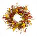 Primrue Autumn Mixed Berry & Leaf 22" Silk Wreath Silk in Brown/Yellow | 22 H x 22 W x 8 D in | Wayfair 0CF21B3A624F4342B496981187633EC8