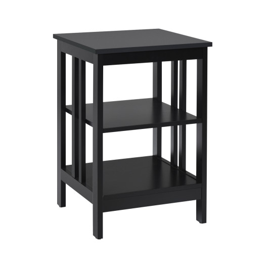 Costway 2 Pieces 3-Tier Nightstand with Reinforced Bars and Stable Structure-Black