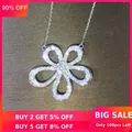 Pendentifs en diamant grande fleur en argent Sterling 925 collier pendentifs grande fleur