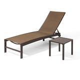 Outdoor Chaise Lounge with Aluminum Side Table Set