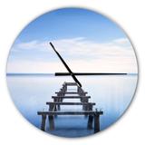 Designart 'Jetty Remains in Blue Lake' Oversized Lake House Wall CLock