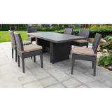 Barbados Rectangular Outdoor Patio Dining Table with 6 Armless Chairs