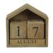 Wood Block Perpetual Calendar Office Desk Home Countertop - 6 X 6 X 2.75 inches