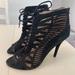 Nine West Shoes | Nine West Black Nwangelica Lace Up Gladiator High Heeled Sandals, Size 8 | Color: Black | Size: 8